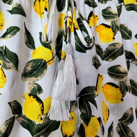 Solitaire Size Large Lemon Yellow Print Jogger Pant Pull On Beach  Pockets  #909 - Picture 5 of 10